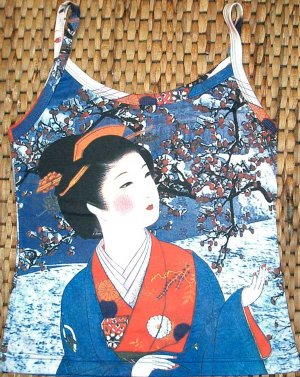 WINTER SNOW GEISHA New Japanese Ukiyoe Art Print TANK TOP L
