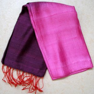 Thai Silk Fabric Scarf Hand Craft Multi Color PURPLE PINK ORANGE 6-14 Thailand