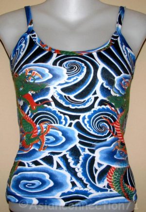 DRAGON TATTOO Japan IREZUMI Art Print TANK TOP Misses Size L Large