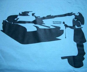 FLOWER GIRL vs TANK Scooter Monkey T-Shirt L Blue BNWT
