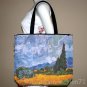 Wheat Fields with Cypresses VAN GOGH Hand Printed Art Bag Purse Messenger Tote L
