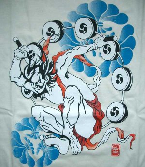 MODERN RAIJIN Japan Thunder God RONIN T-Shirt M Cream