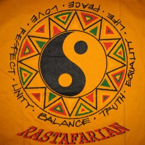 RASTAFARIAN Ying Yang Roots Rasta REGGAE T-shirt L Large Yellow