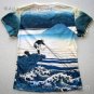 FISHERMAN Ukiyoe Japanese Art Print Cap Sleeve PN T Shirt Misses M