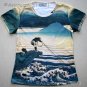 FISHERMAN Ukiyoe Japanese Art Print Cap Sleeve T Shirt Misses Size S