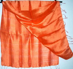 Thai Hand Craft Silk Fabric Scarf Shawl BRIGHT RED Large