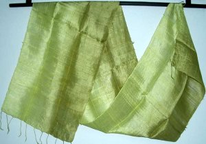 Thai Silk Fabric Scarf Shawl Handmade OLIVE GREENS (1011)