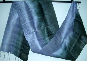 Thai Steel BLUE and Indigo BLACK Hand Crafted Silk Textile Fabric Scarf
