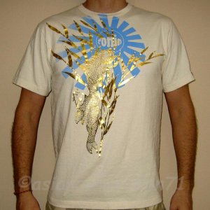 RONIN Vintage Gold Foil KOI Print T-Shirt M Cream