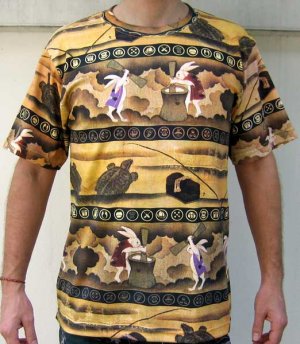 JAPAN Usagi FOLKLORE Japanese UKIYOE Art Print T Shirt MENS L Large PN