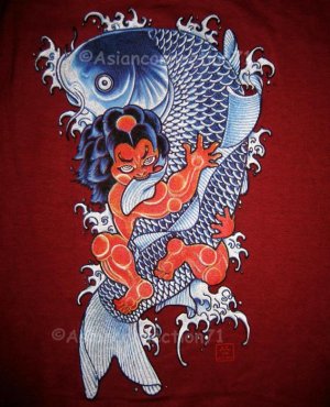 RED ONI and KOI Limited Edition RONIN Japan Yakuza T-Shirt L Large RED