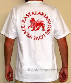 RASTAFARIAN PEACE ONE LOVE New REGGAE T-shirt L WHITE
