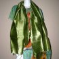 OLIVE GREEN Thai Silk Fabric Scarf Shawl Hand Craft