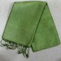 OLIVE GREEN Thai Silk Fabric Scarf Shawl Hand Craft