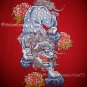 Okinawa Japanese SHISA LION Ronin Yakuza T-shirt L Large Red