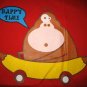 HAPPY TIME Banana Monkey CISSE Disco Party Rave T-shirt Slim Fit Asian L Large Red