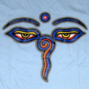 BUDDHA EYES Tibetan Meditation REGGAE T-Shirt XL BLUE