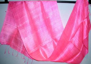 Thai HOT PINK Pure Silk Hand Craft Fabric Scarf New!
