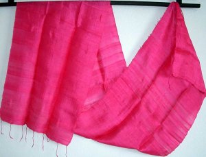 Thai Pure Silk Fabric Scarf MAGENTA Pink New Hand Craft