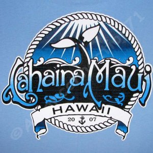 LAHAINA MAUI Aloha PRIERE Hawaii Surf T-shirt M Medium Blue