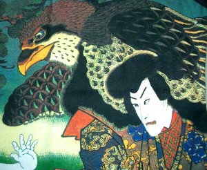 Hayabusa Samurai Japan Hand Print Ukiyoe Art T Shirt Misses S