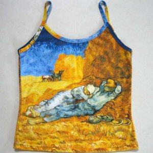 LA SIESTE Van Gogh Art Print Singlet TANK TOP Shirt Misses L Large