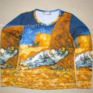LA SIESTE Van Gogh Art Print LONG SLEEVE T-Shirt Misses L Large