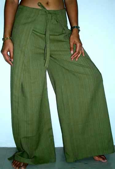 PLUS SIZE Thai Cotton Wrap Yoga Pants XXXL OLIVE Green