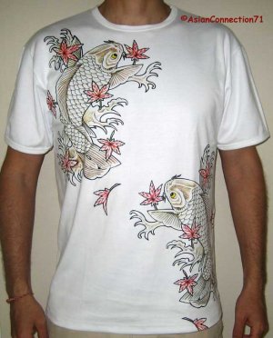 MOMIJI Maple Japanese KOI Fish Irezumi Biker Tattoo Shirt Unisex M Short Sleeve