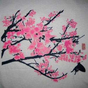 Japanese Sakura Cherry Blossoms Ronin Japan Tokyo Yakuza T Shirt M Medium White