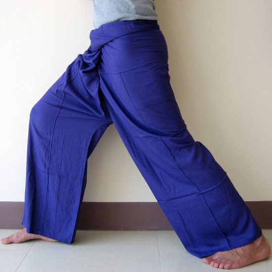 LOVELYTHAIMART - Blue And Purple 2 Tone Thai Fisherman Pants For Men & Women Trousers Perfect For Yoga, Martial Arts, Pirate, Medieval, Japanese Samurai Pantalones, Multi, One Size