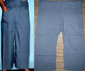 Thai Fisherman Pants Casual Asian Yoga Dance Trousers FREESIZE Rayon WARM GRAY