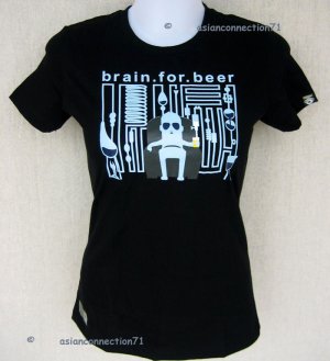 BEER FOR BRAIN New CISSE Cap Sleeve T-shirt S Black NWT