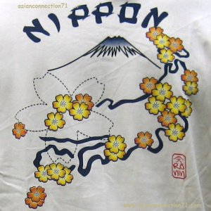 NIPPON Fuji Flowers RONIN Japan T-Shirt M Medium Cream