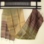 Thai Silk Fabric Scarf New Hand Craft GREEN GOLD BROWN