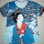 WINTER SNOW GEISHA Japan Cap Sleeve Art Print T-shirt Misses M Medium