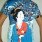 WINTER SNOW GEISHA Japan Cap Sleeve Art Print T-shirt Misses M Medium