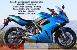 Kawasaki Ninja 650R ER6f OEM Right Lower Fairing Metallic Island BLUE Part 55028-0239-15W 09 10 11