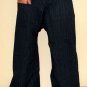 Thai Cotton Drill Fisherman Pants Dark BLUE Stripe FREESIZE Asian Yoga Trousers