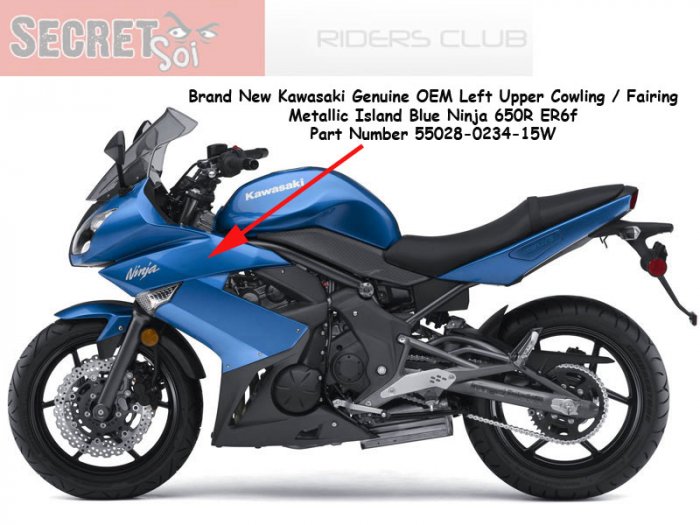 Kawasaki 55028023415W Ninja 650R ER6f OEM Left UPPER Fairing METALLIC