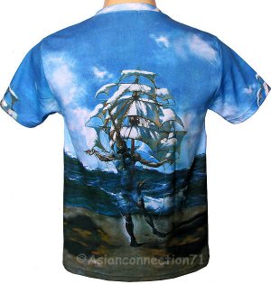 THE SHIP Fine Art Hand Print SALVADOR DALI T Shirt Men's Size L Large