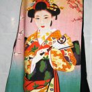 GEISHA with SENSU Japan Art Print Freesize Long Cotton Wrap Skirt S-XL