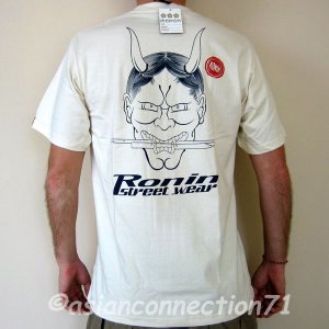 RONIN STREET WEAR Japanese ONI Devil Yakuza T-Shirt S Cream