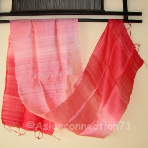 Thai Hand Craft Silk Fabric Scarf New RED and PINK