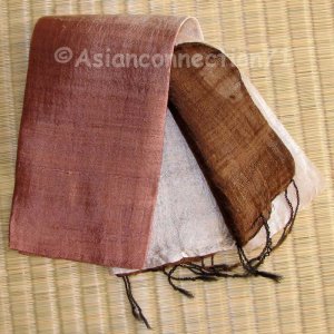 Thai Hand Craft Silk Fabric Scarf New BROWNS and CREAM