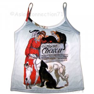 CLINIQUE CHERON Singlet STEINLAN Art Print Shirt TANK TOP Misses Size L Large