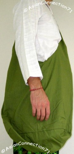 Thai Hippy Trippy Cotton BUDDHA BAG Sling Purse Messenger OLIVE Green