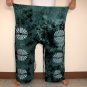 PLUS SIZE Thai Cotton Fisherman Pants Yoga Beach Dance Trousers Dark Green Tie Dye