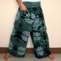 PLUS SIZE Thai Cotton Fisherman Pants Yoga Beach Dance Trousers Dark Green Tie Dye