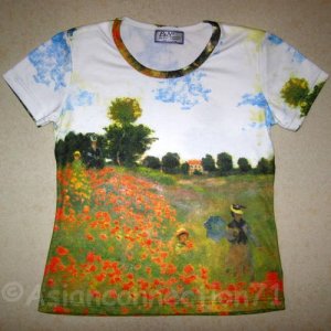 POPPIES Claude Monet Fine Art Print Cap Sleeve T shirt Misses Size M Medium